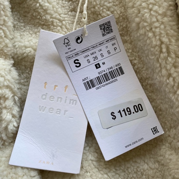 Zara Denim Sherpa Coat with Fabric Pattern - Picture 6 of 6